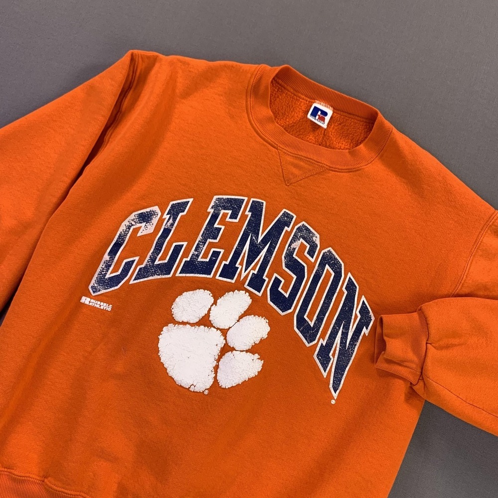 VTG Clemson Tigers Sweatshirt Men M Orange NCAA Football Russell‎ Athletic USA